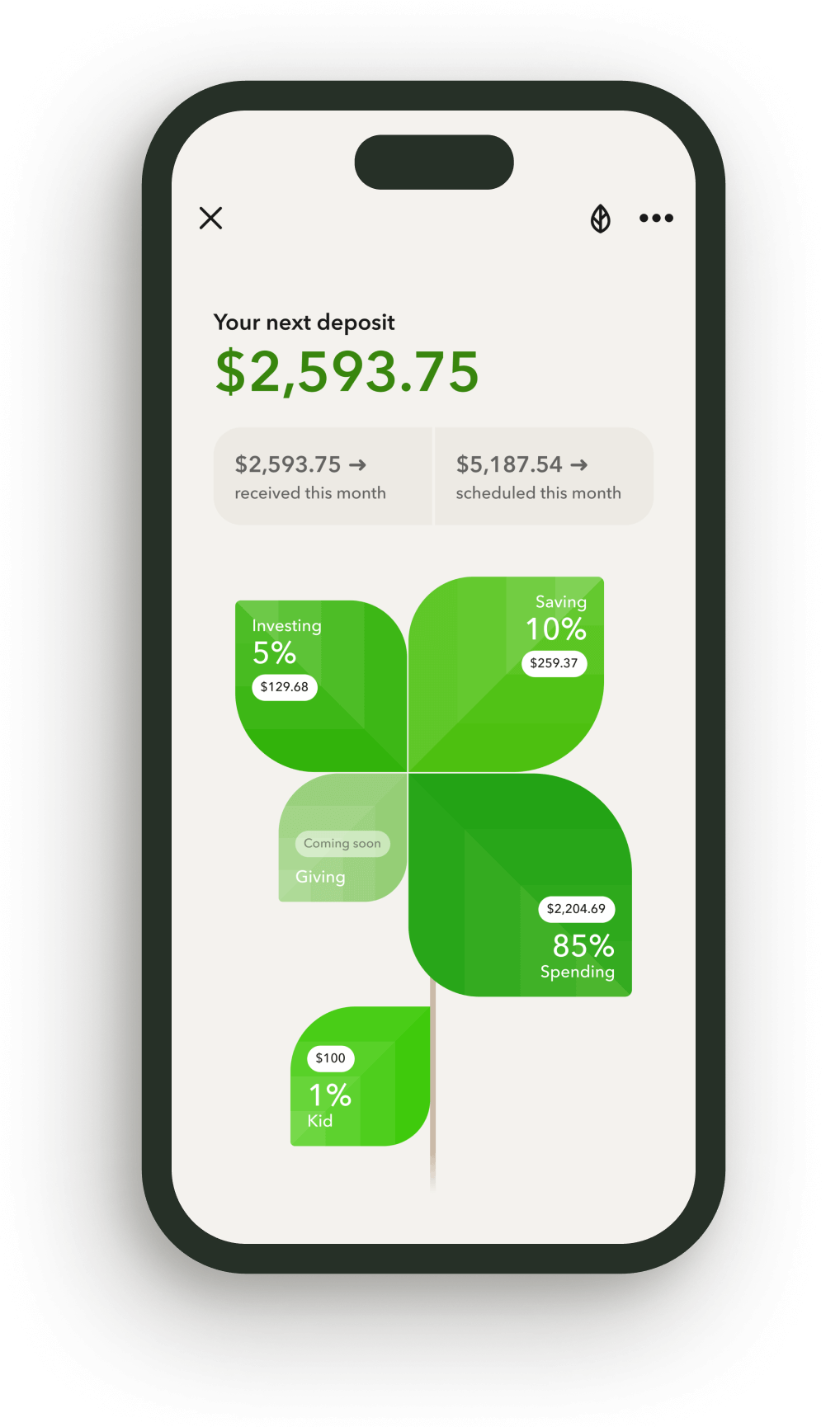 Phone showing Acorns Money Manager