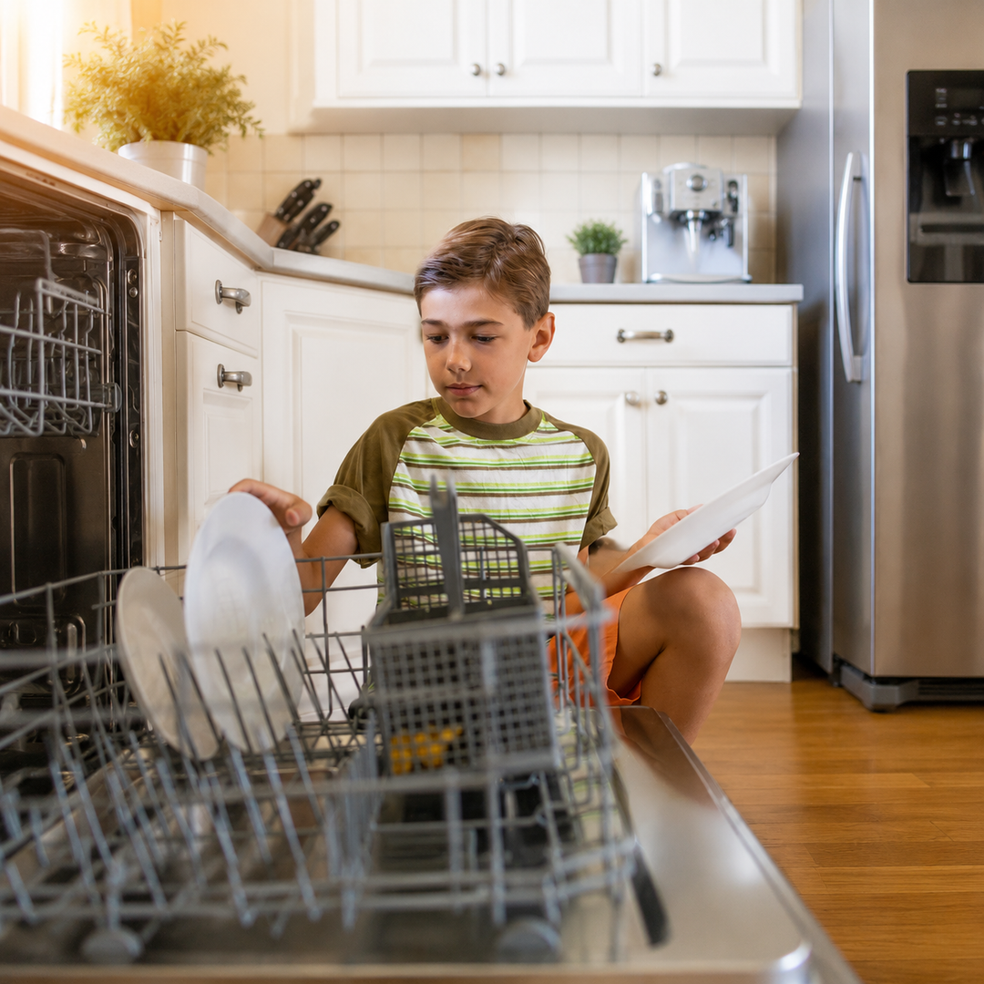 Image of Get your 8 or 9 year old to help you around the house, learn new skills, and develop existing ones. Read our article listing the chores here.
