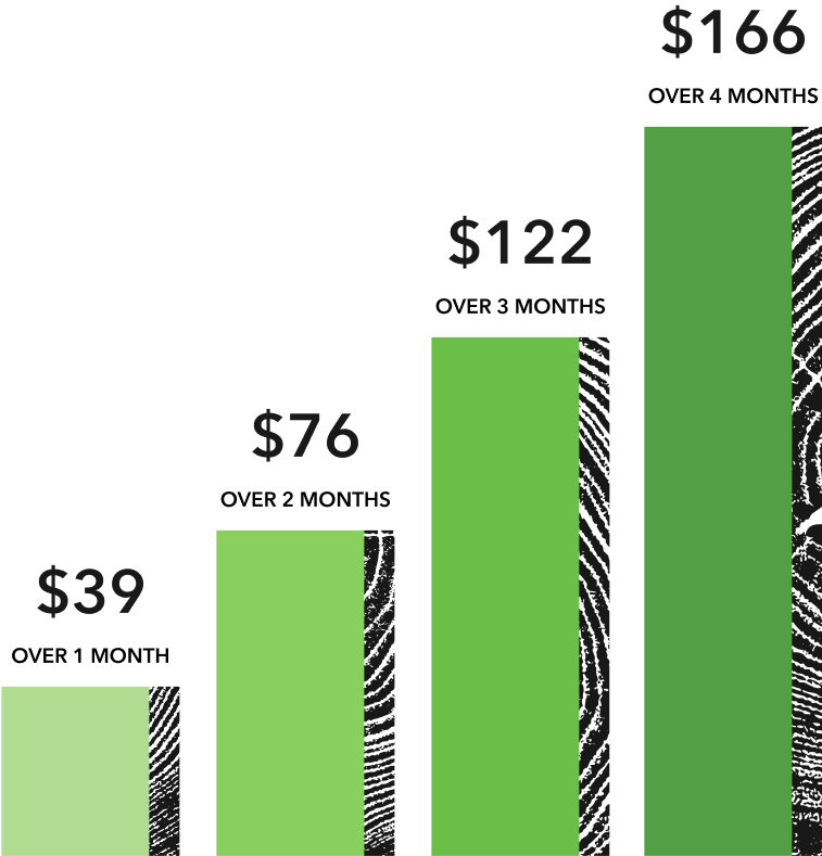 Bar graph displaying growth over time