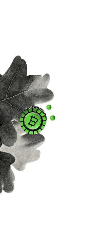 Leaves with bitcoins