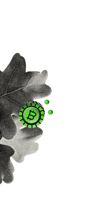 Leaves with bitcoins