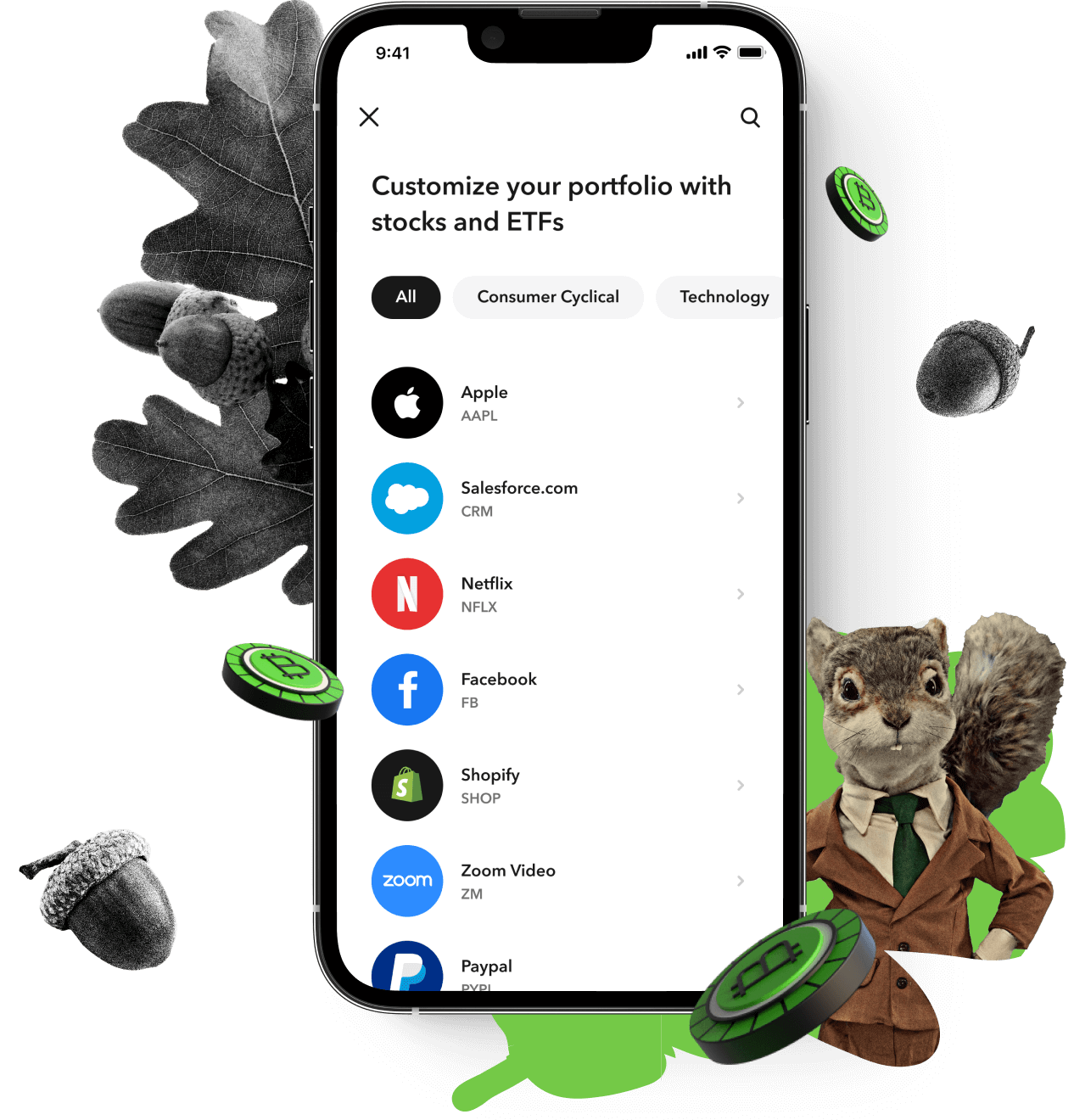 Images of the Acorns Application