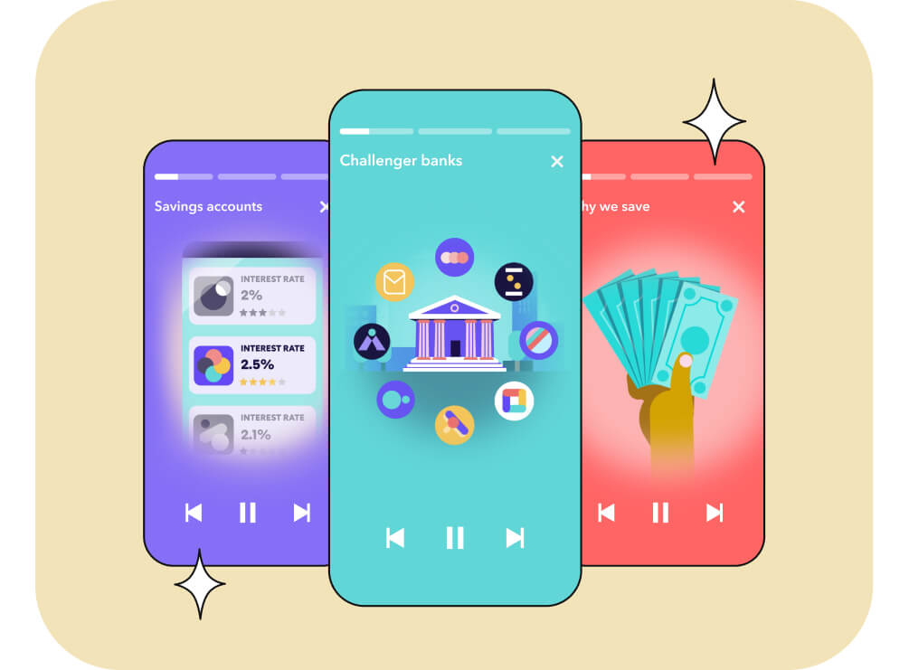 Snackable stories, videos, and quizzes