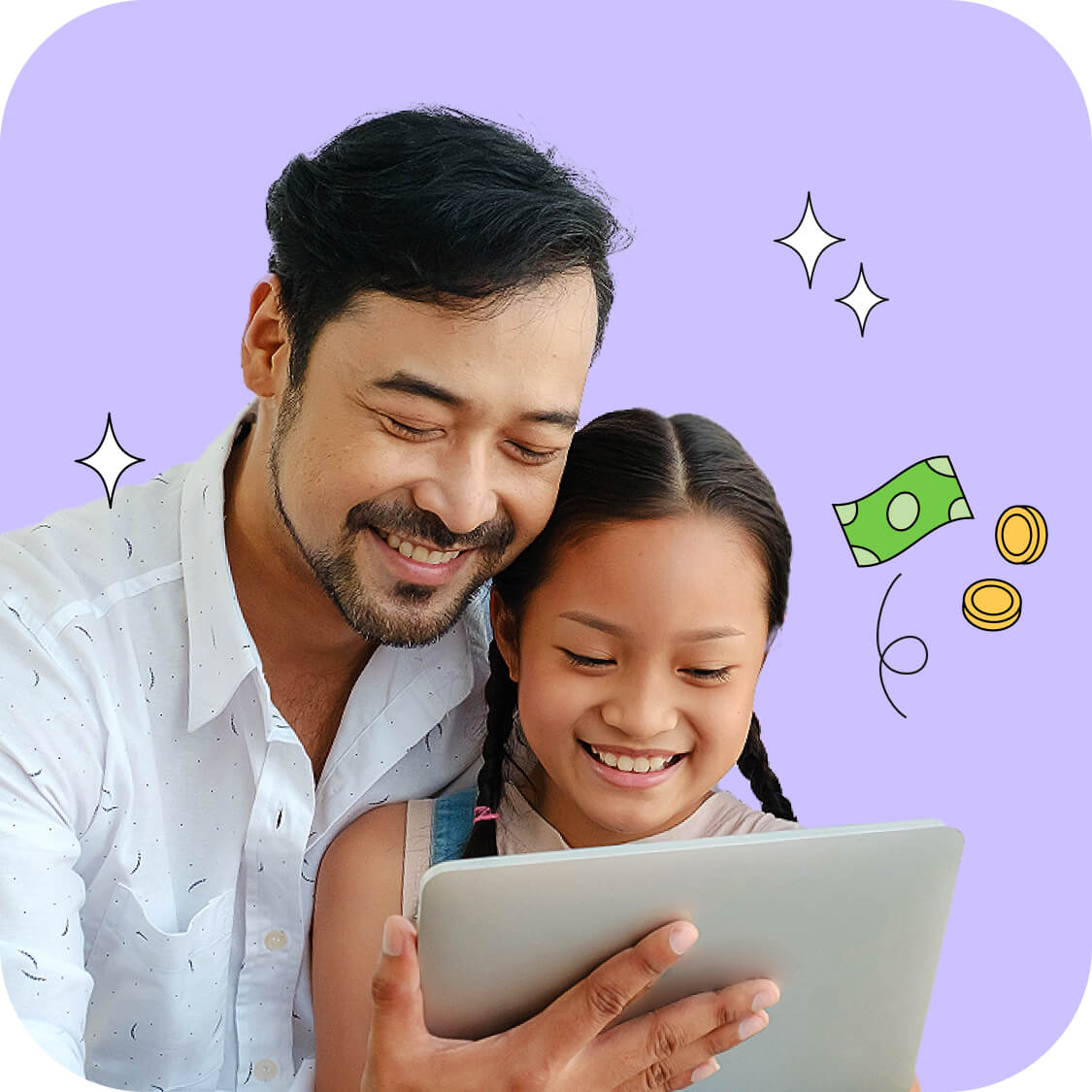 Set your kids up to<br class="hide-on-mobile" /> learn about money,<br class="hide-on-mobile" /> safely