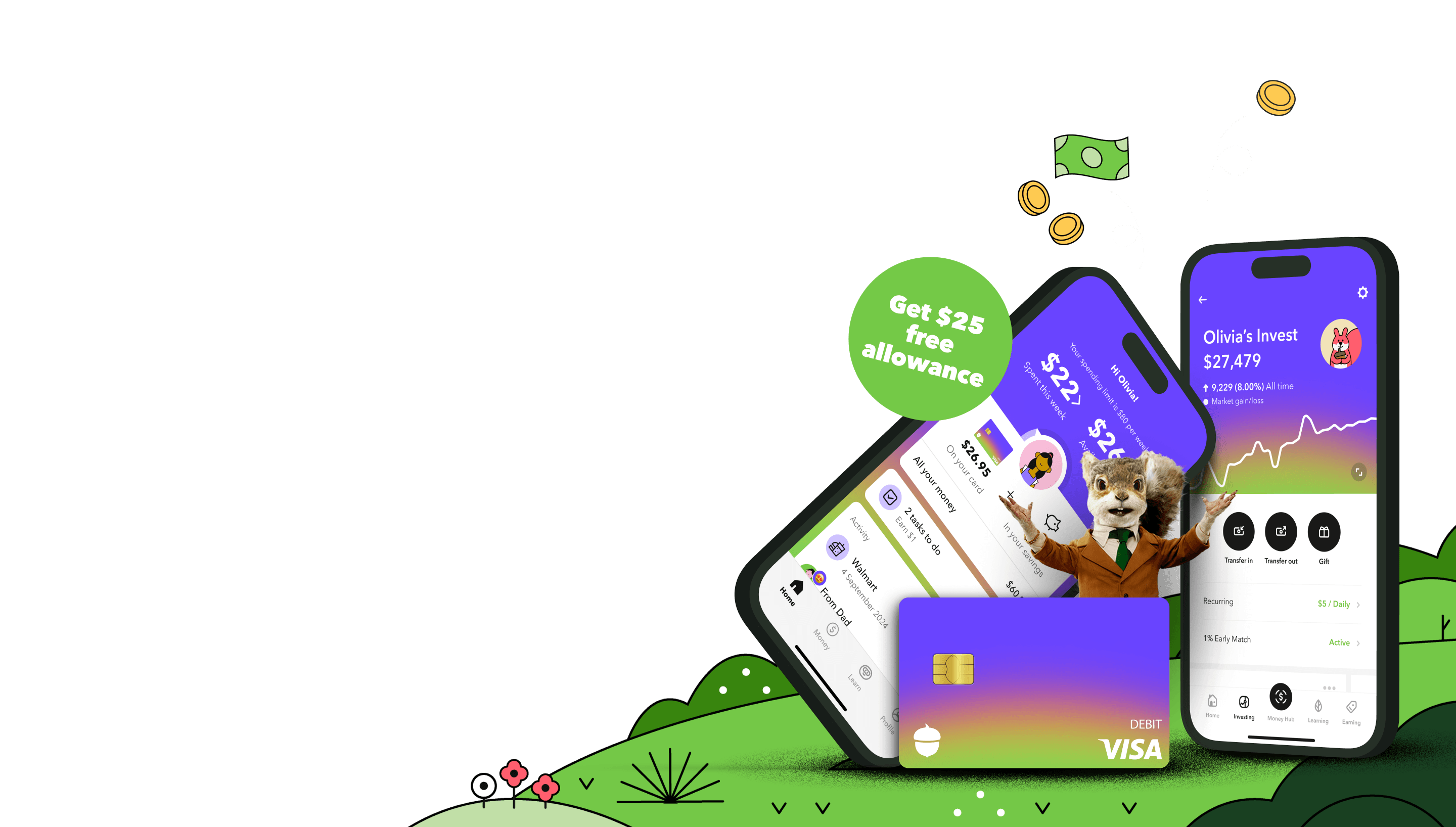 The smart money<br class="hide-on-mobile" /> 
app and debit<br class="hide-on-mobile" />
card for kids 